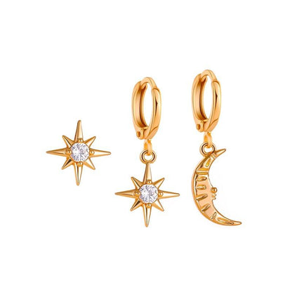 Earrings Personality Asymmetrical Star Moon Earrings Personality Trend Unilateral Set Earrings