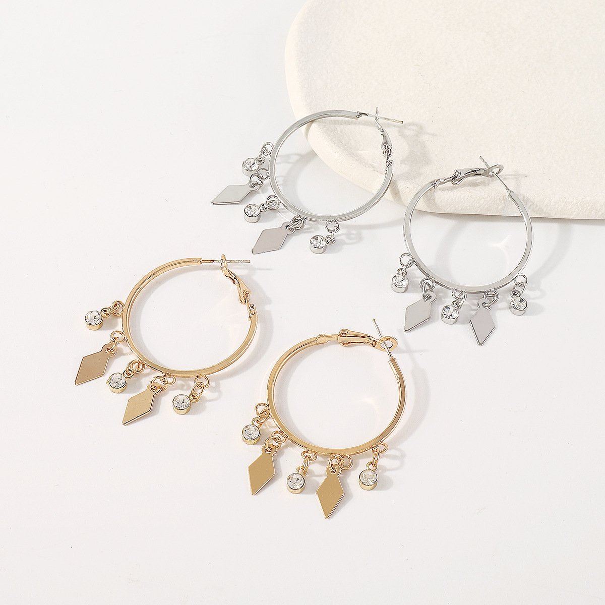 1811 Retro Ethnic Fashion Earrings Rhinestone Rhinestone Tassel Earrings Exaggerated Net Red Temperament Earrings