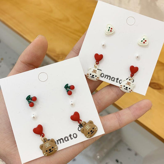 s925 silver needle zodiac year of the tiger earrings set women's niche design cute zodiac tiger earrings