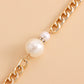 Ins jewelry imitation baroque pearl exaggerated pendant necklace retro street thick chain necklace