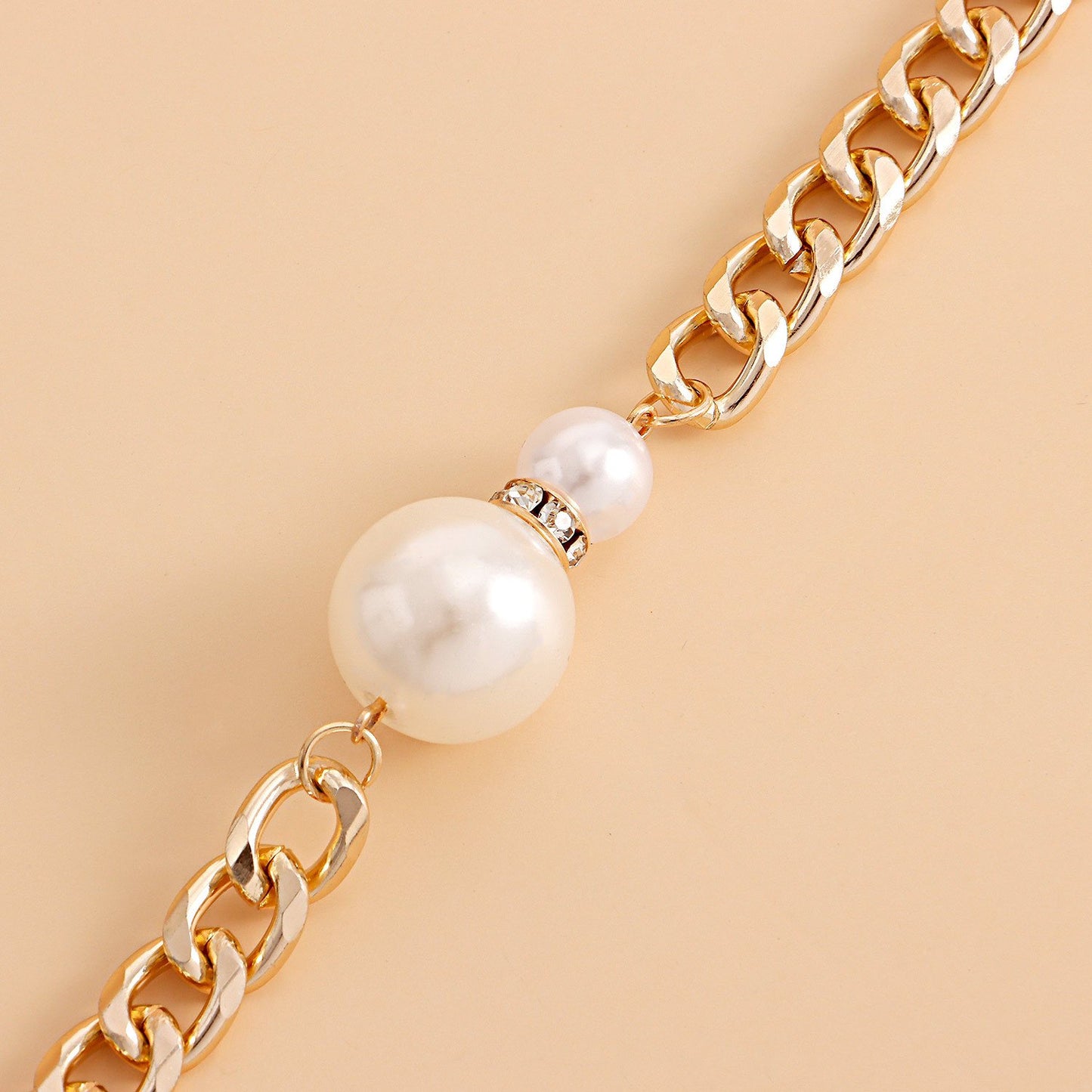 Ins jewelry imitation baroque pearl exaggerated pendant necklace retro street thick chain necklace