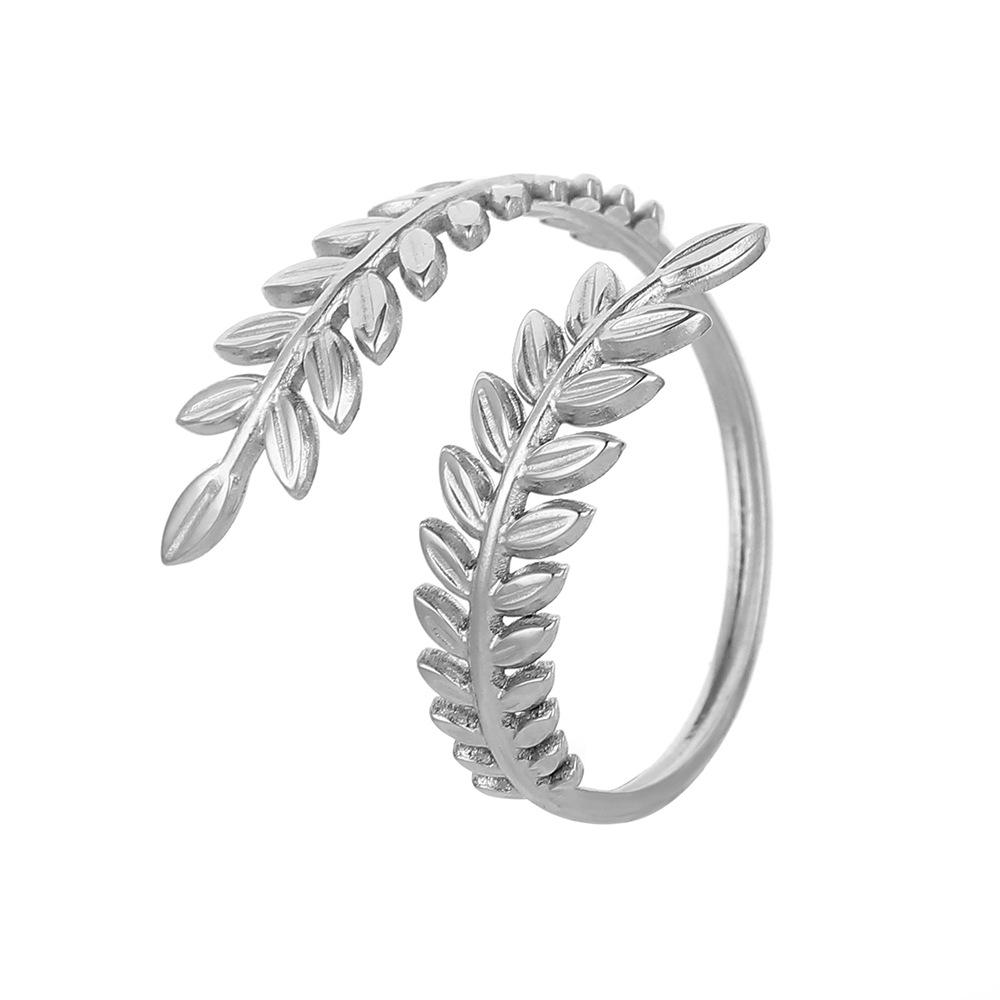 Ins trend personality stainless steel wheat ear adjustable ring fashion simple pastoral beautiful ring female