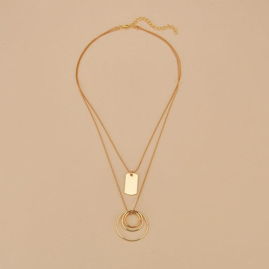 Fashion Simple Geometric Multilayer Round Hoop Pendant Necklace Ladies Accessories