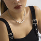 Jewelry Fashion Sweet Cool Paper Clip Chain Necklace Personality Retro Imitation Pearl Metal Necklace