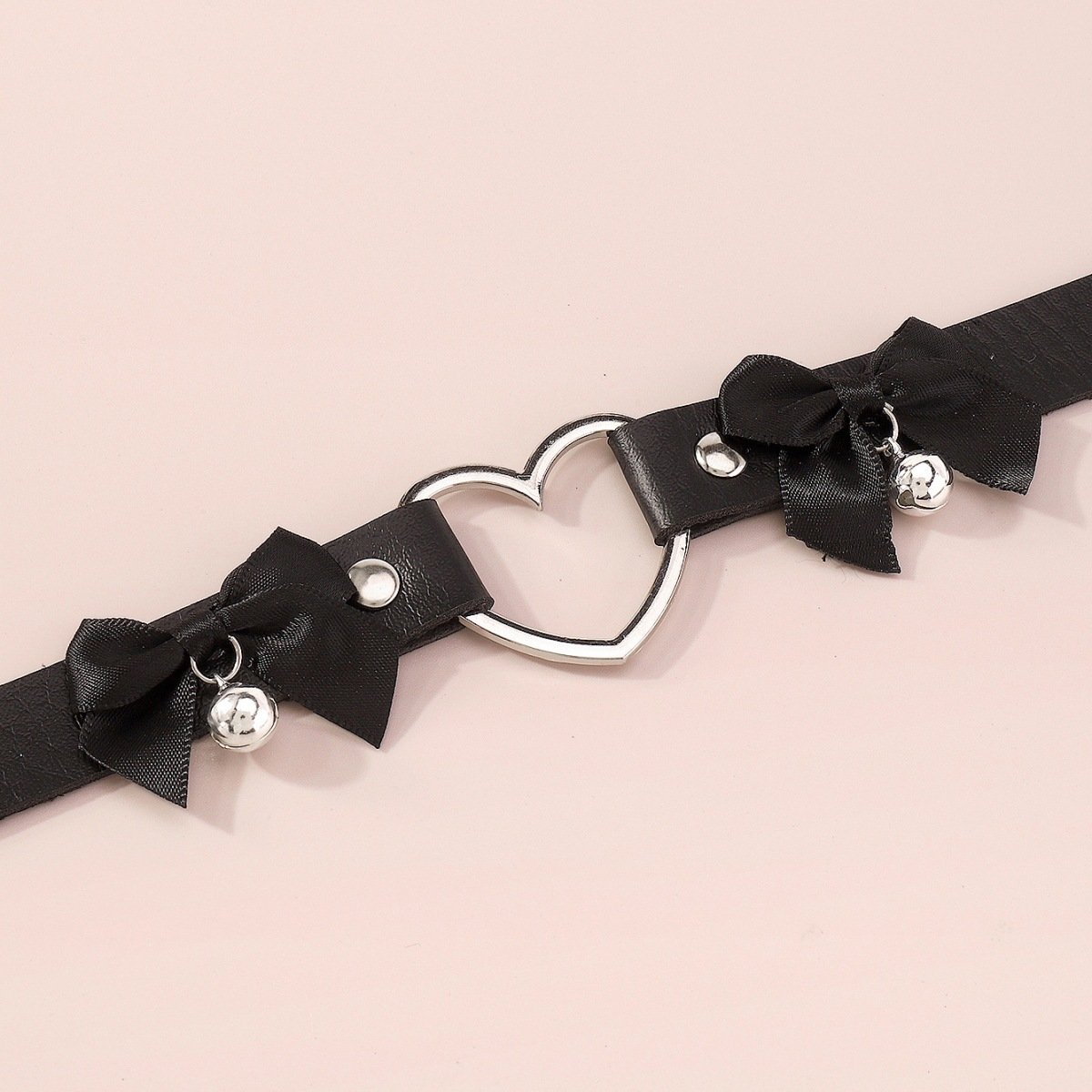 1379 Harajuku geometric love collar leather bow bell necklace personalized choker necklace