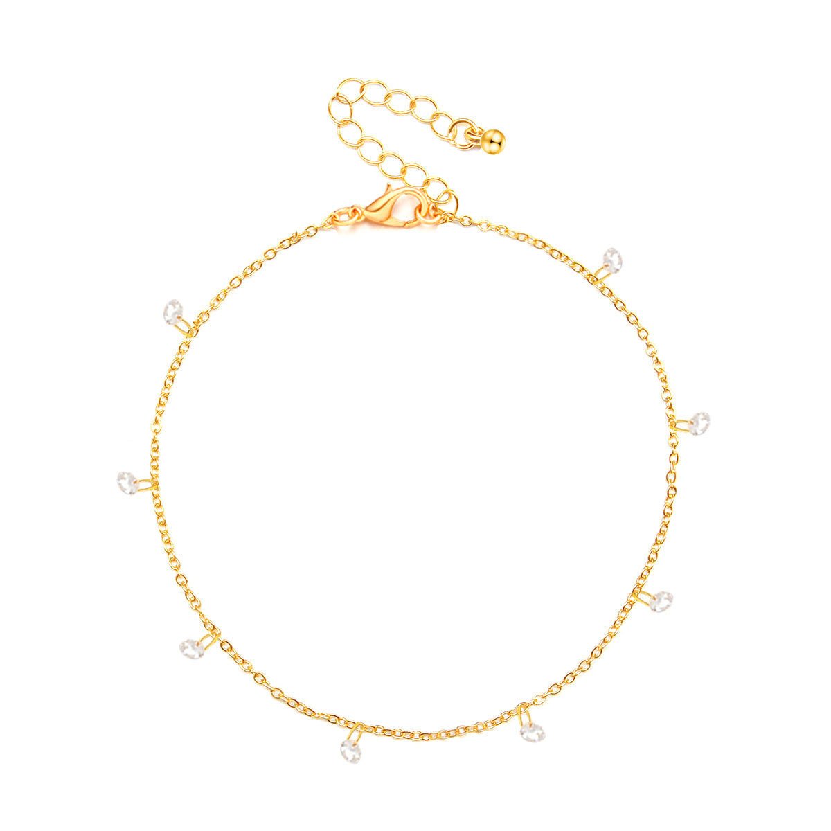 Jewelry Simple Metal Chain Beach Anklet Female Bohemian Fashion Rhinestone Foot Jewelry