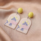 Ins fresh oil painting lattice earrings acrylic plate creative graffiti hand grasping flower earrings jewelry
