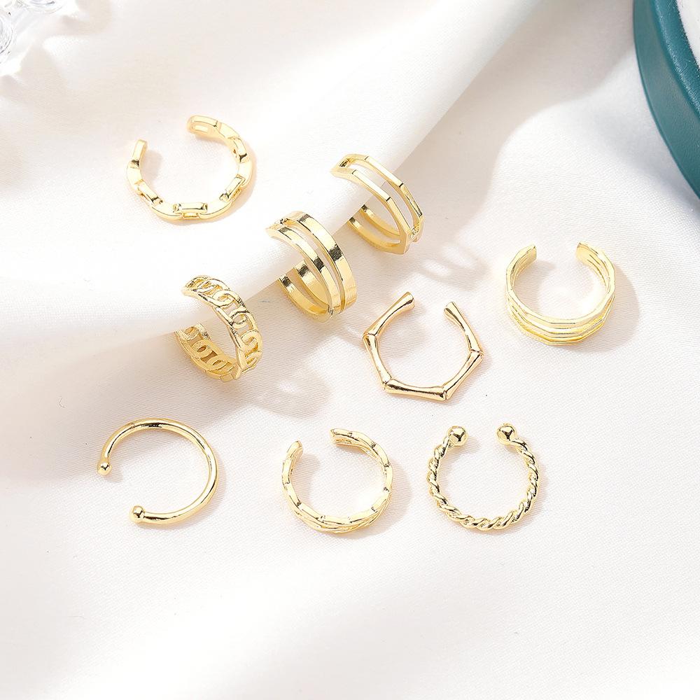 Earrings cold C-shaped ear bone clip personality metal thread circle ear clip no ear hole earring female