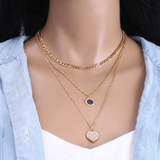Ins Love Necklace Women's Exquisite Light Luxury Niche Design Sense Diamond Peach Heart Clavicle Chain Sweet Cool Spice Girl Accessories