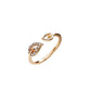 Jewelry fashion flash diamond love ring leaf rhinestone peach heart adjustable joint ring