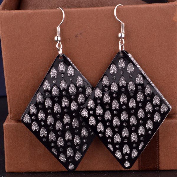 Personalized rhombus hollowed-out women's all-match frosted earrings earrings
