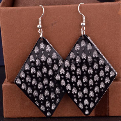 Personalized rhombus hollowed-out women's all-match frosted earrings earrings