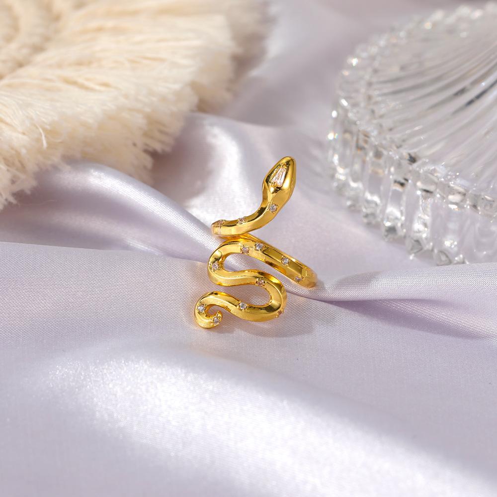 Retro snake ring personality cute small animal open ring trendy niche jewelry
