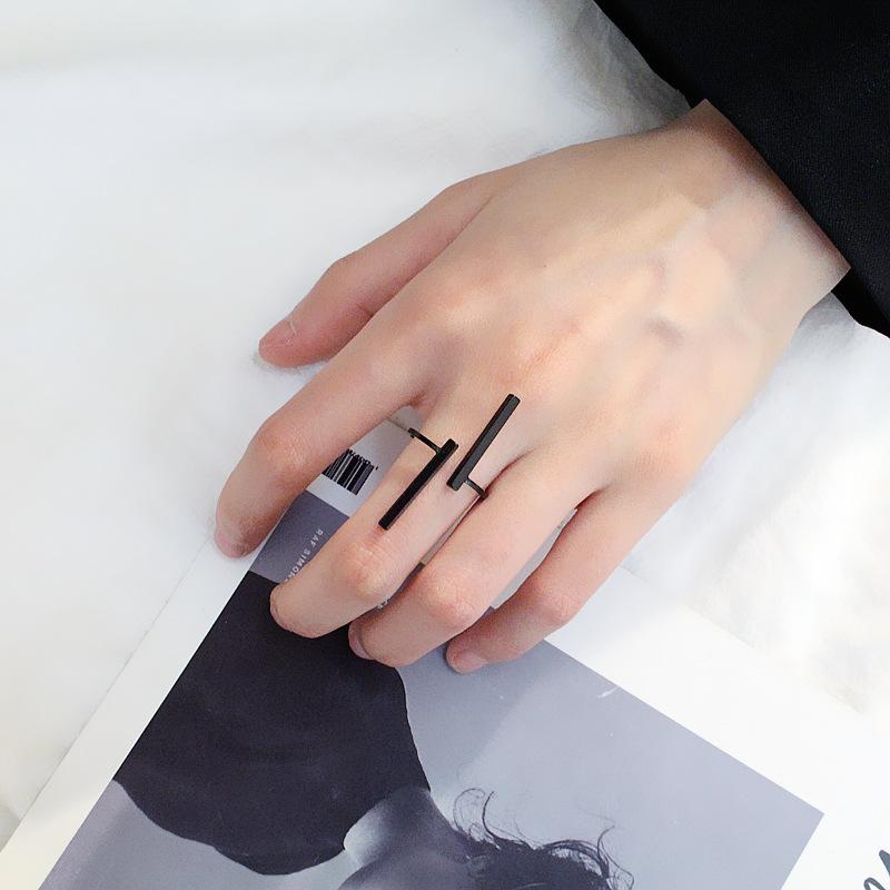 Creative simple opening double word geometric ring men and women ring open ring tail ring