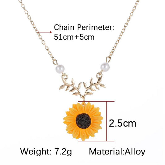 Creative Jewelry Necklace Pearl Sunflower Necklace Femininity Fashion Sunflower Pendant