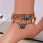 Simple Oil Drop Butterfly Pendant Anklet Trendy Beach Explosion Style Diamond Set Five-piece Foot Jewelry