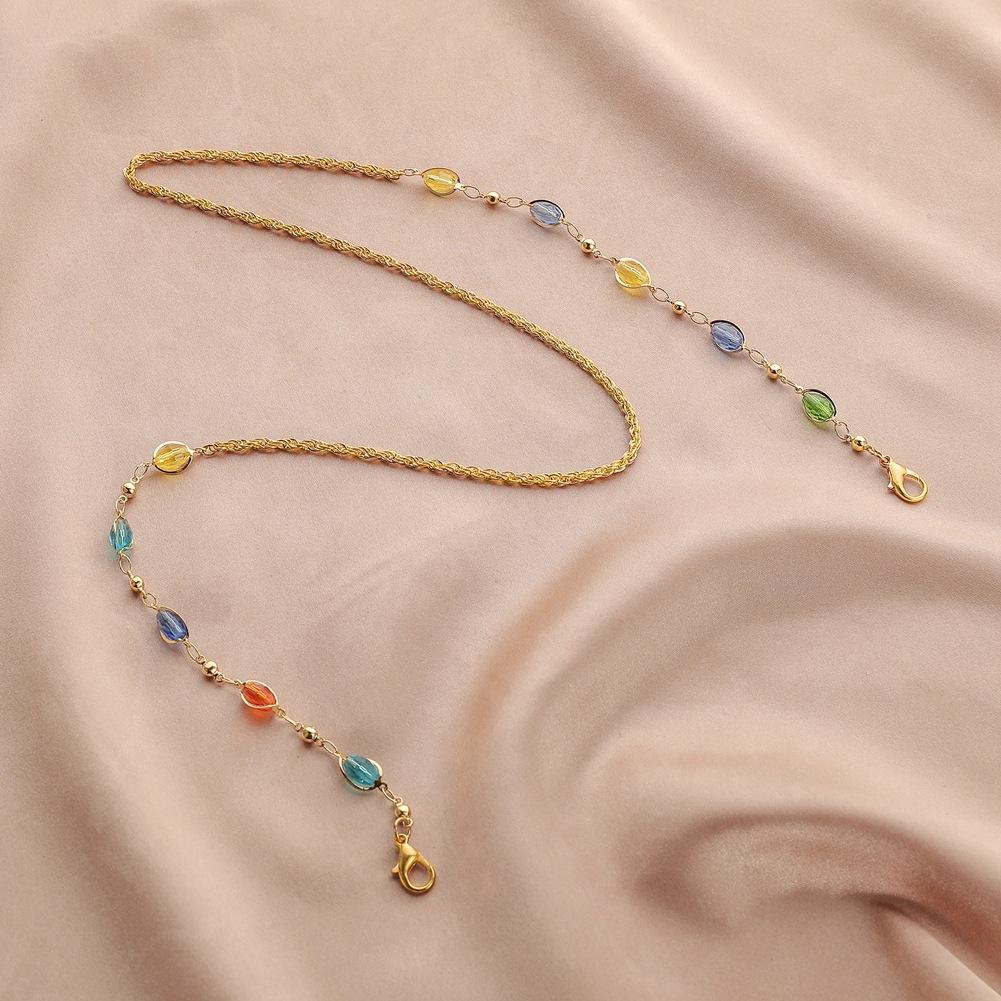 Dongdaemun Color Crystal Beaded Mask Chain Temperament Retro Lanyard Glasses Chain Fashion Jewelry