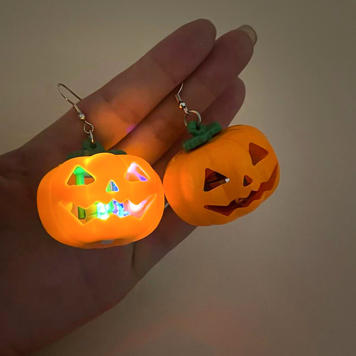 Jewelry Halloween Creative Pumpkin Lantern Earrings Fashion Easter LED Light Earrings Female