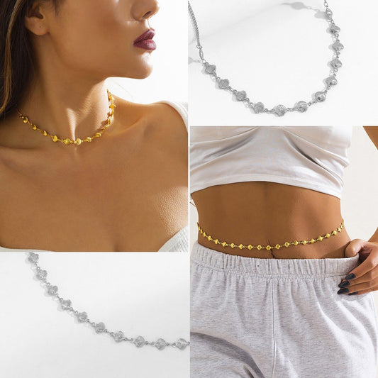 Jewelry simple alloy scallop chain waist chain feminine single-layer sexy three-dimensional body chain