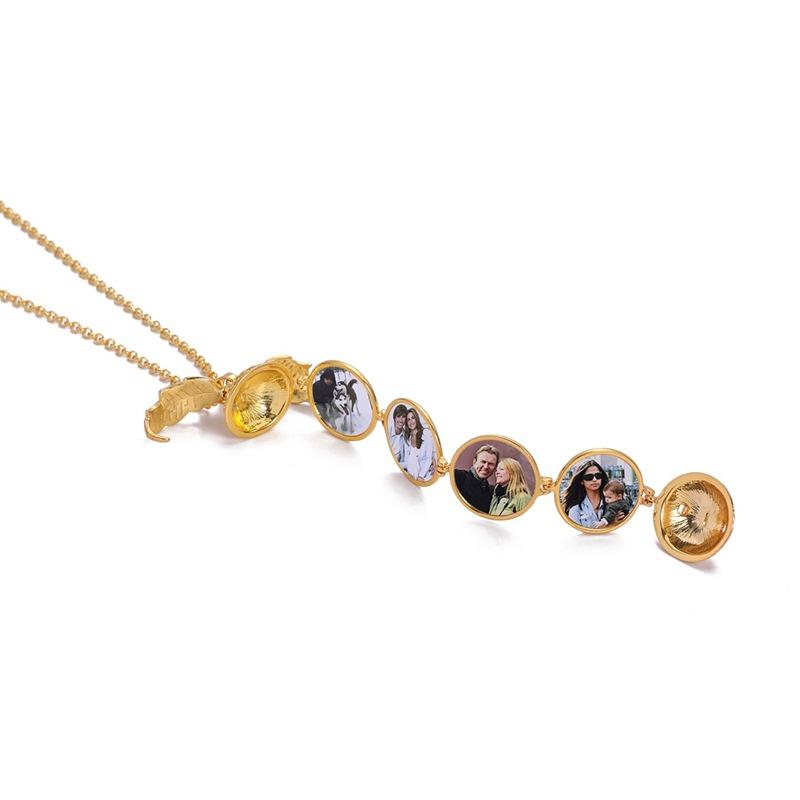Openable Multi-layer Photo Box Photo Pendant Hollow Wings Folding Necklace Jewelry