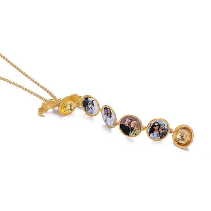 Openable Multi-layer Photo Box Photo Pendant Hollow Wings Folding Necklace Jewelry
