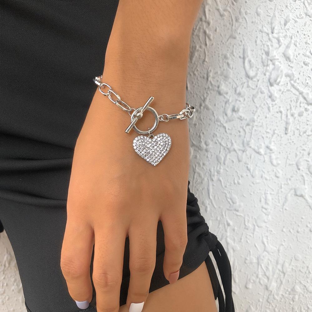 N8321 Simple Fragrance Necklace Geometric Chain Full Diamond Love Hip-Hop Bracelet Necklace