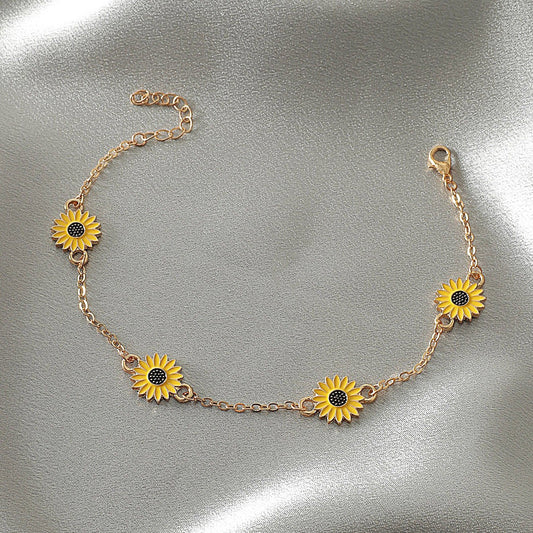 Alloy Sunflower Anklet Simple Creative Daisy Foot Ornament Ladies Gift Accessories