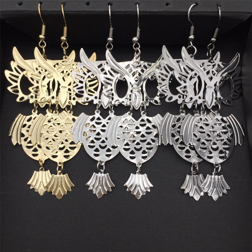 Owl Earrings Metal Cutout Earrings Exaggerated Women's Earrings Night Party Favors