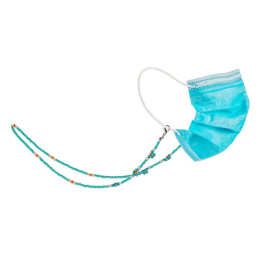 Retro Small Flower Turquoise Mask Chain Simple Flower Beaded Fashion Glasses Chain Multipurpose Necklace