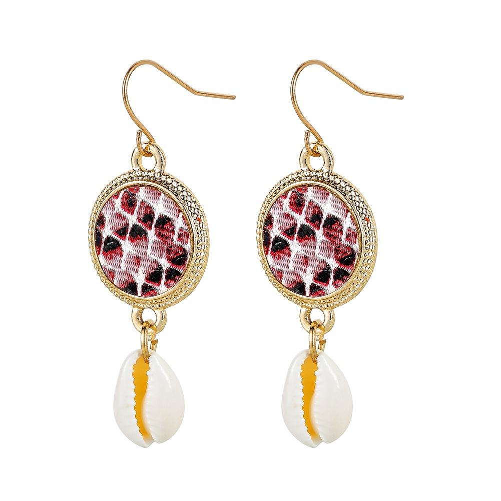Jewelry Bohemian Colored Fish Scale Round Earrings Fashion Beach Fish Shell Ladies Earrings