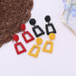 Exaggerated Atmospheric Matte Trendy Geometric Earrings Creative Personality Embossed Trapezoidal Long Metal Earrings