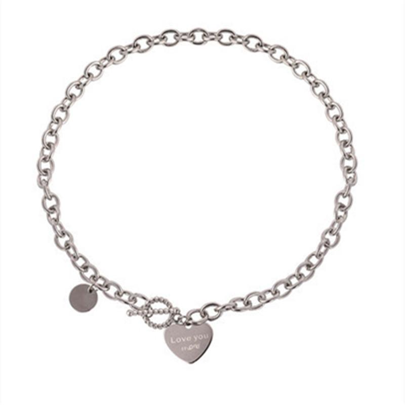 Net red titanium steel short love necklace female Love letter clavicle chain ins jumping di hip-hop accessories