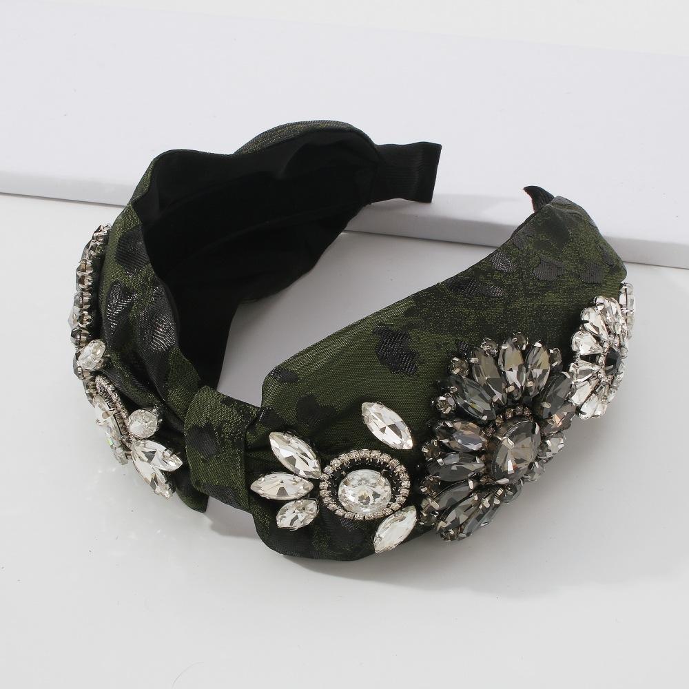F375 fashion fabric art diamond hair accessories catwalk baroque heavy industry headband wide-brimmed retro headband