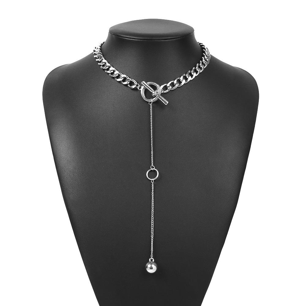 N795 Punk Pendant Clavicle Chain Metal Texture Exaggerated Trendy Necklace Necklace