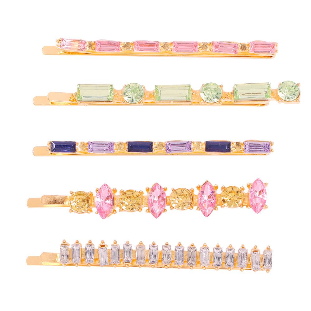 F122 street shooting with the same fashion color diamond clip five-piece hair accessories set hair clip