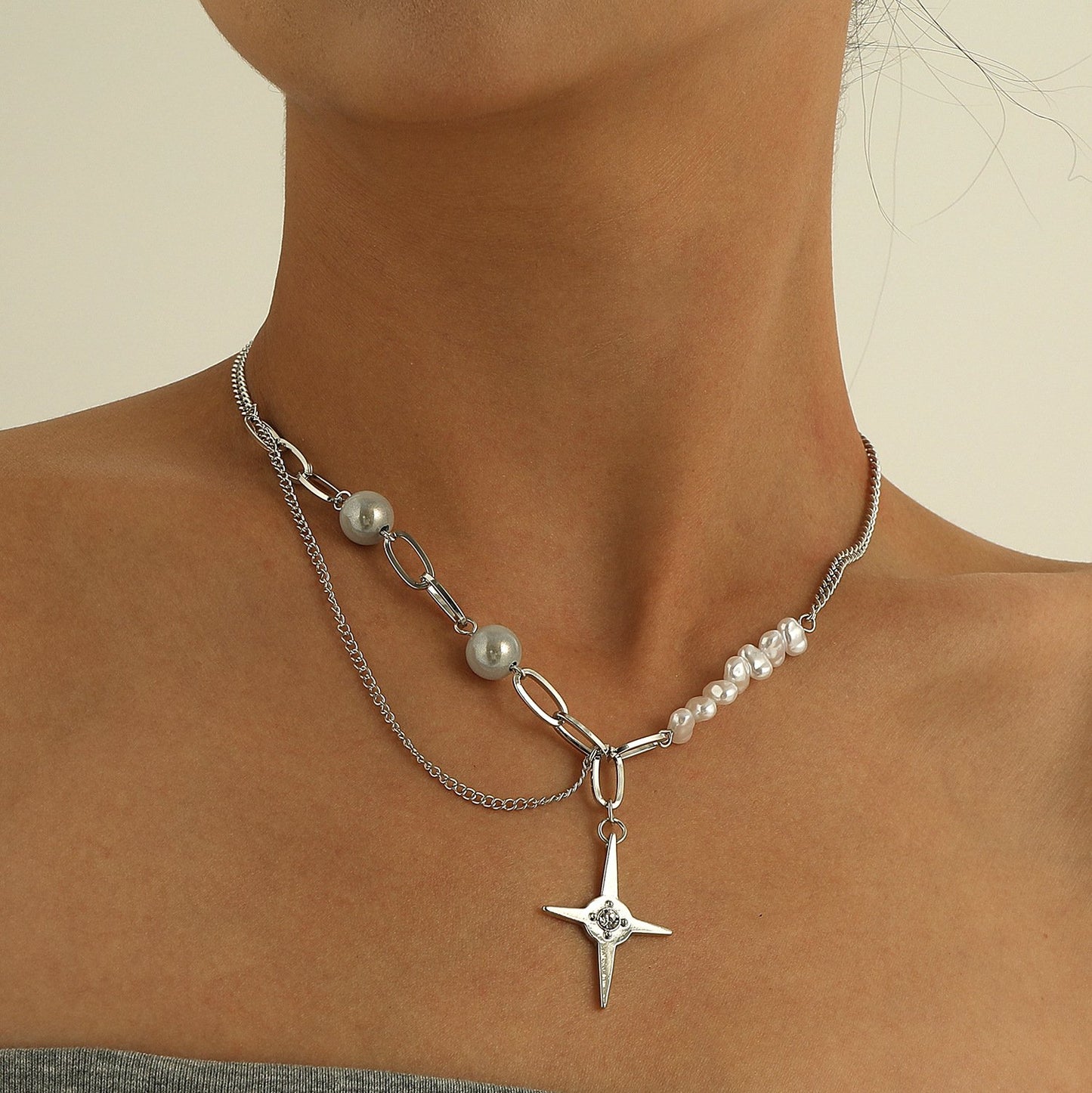 Jewelry Asymmetric Shaped Luminous Pearl Necklace Female Abstinence Department Night Cold Trendy Money Jewelry