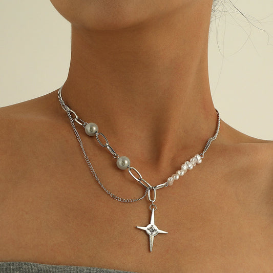 Jewelry Asymmetric Shaped Luminous Pearl Necklace Female Abstinence Department Night Cold Trendy Money Jewelry