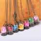Fashion Rose Flower Glass Shade Pendant Summer Beach Preserved Flower Necklace Ornaments
