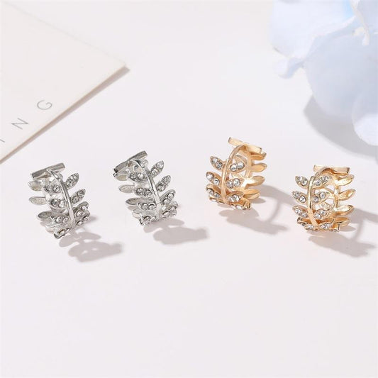 Earrings fashion diamond leaf earrings cold temperament leaf earrings