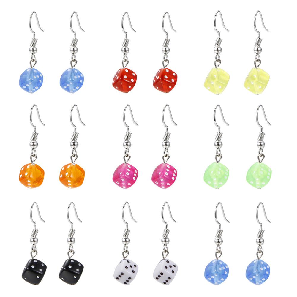 Acrylic earrings personalized creative color three-dimensional dice earrings ins simple earrings