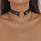 N1263 Niche Punk Dark Black Necklace Leather Rivet Personality Rock Necklace Exaggerated Chain Necklace