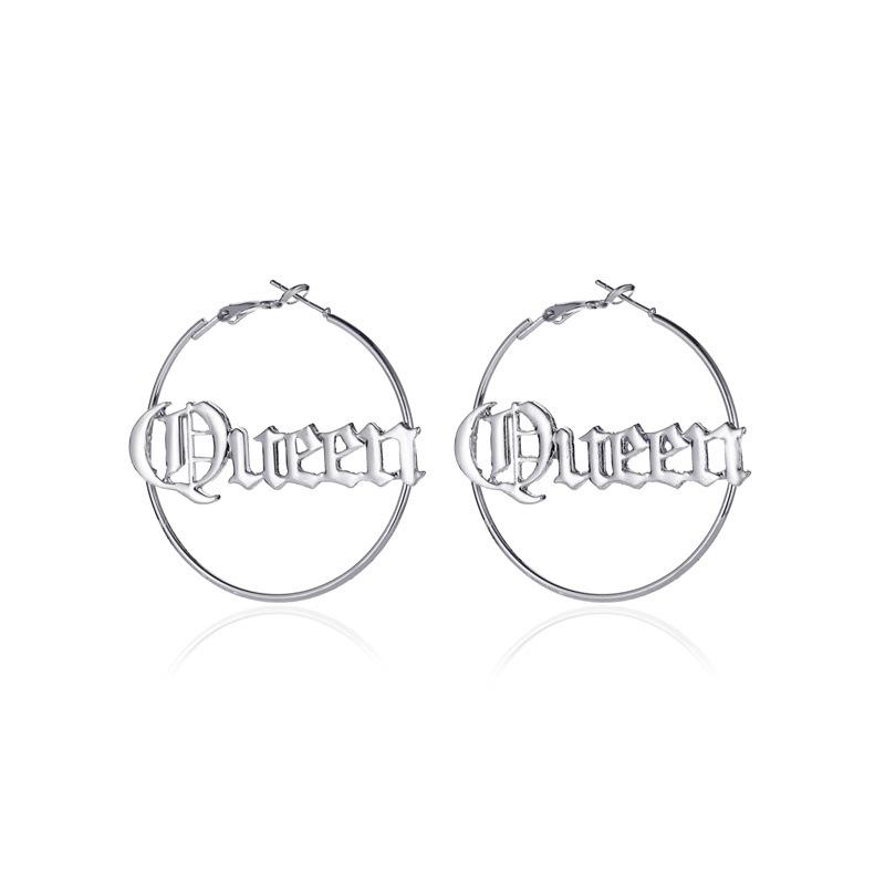 Personality exaggerated round letter earrings cold atmosphere queen queen earrings accessories