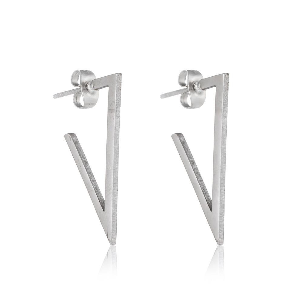 Simple personality trend hip-hop punk men's stainless steel triangle geometric symmetrical stud earrings earrings earrings