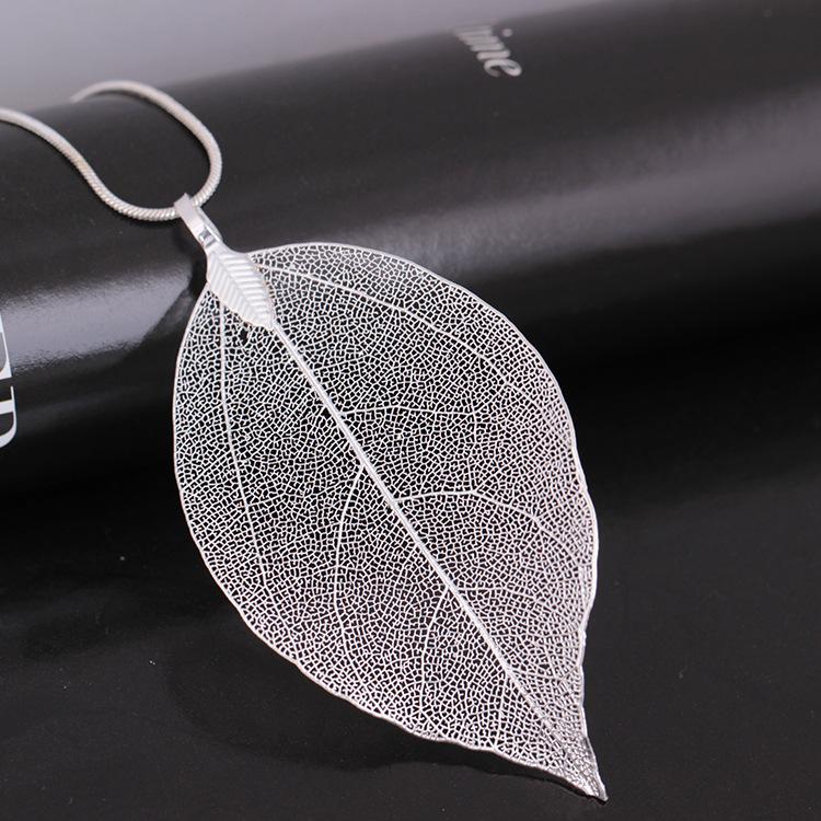 Real leaf specimen necklace fashion simple leaf pendant sweater chain necklace jewelry