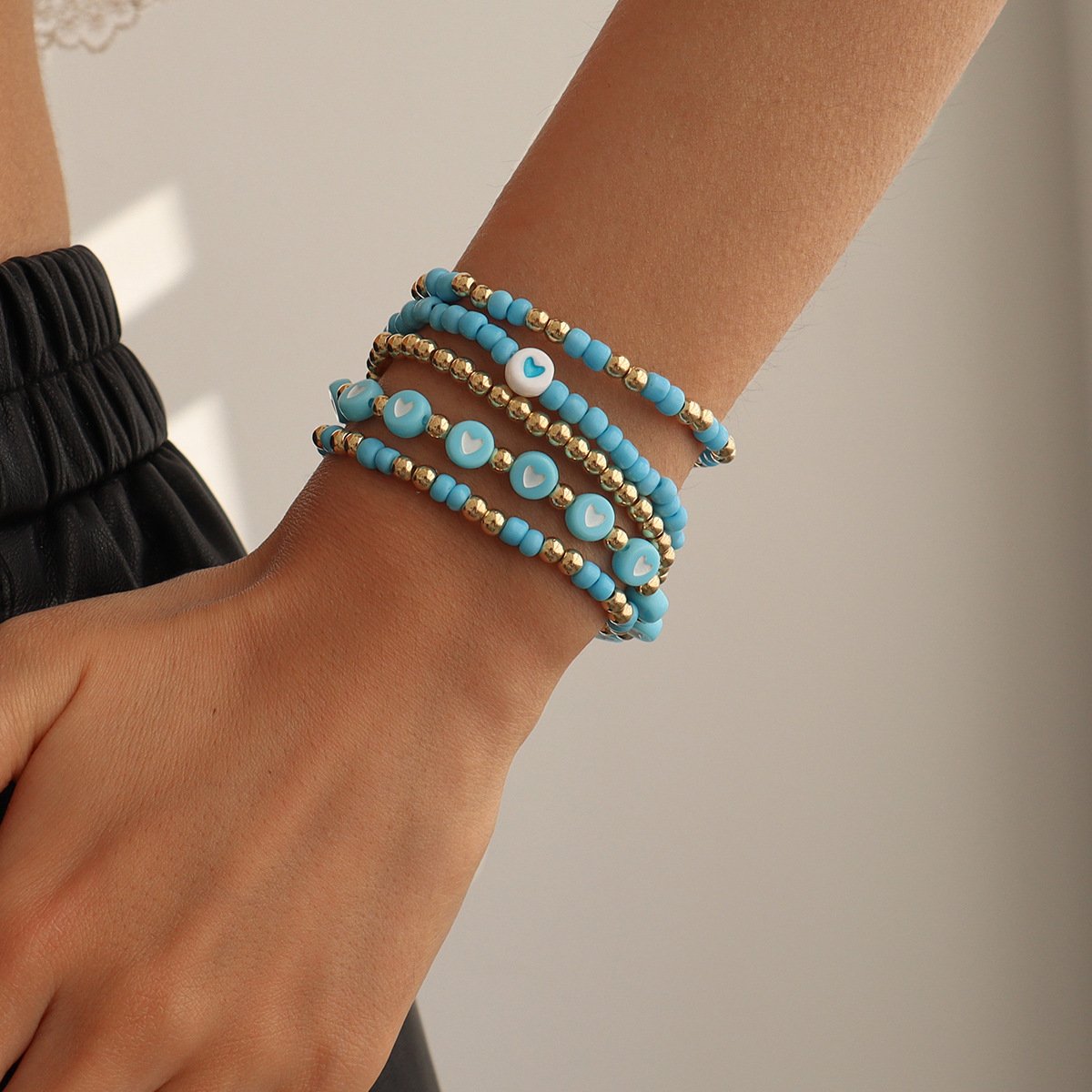 B168 Holiday Bracelet Rice Beads Resin Beaded Geometric Simple Bracelet Heart Sweet Fashion Bracelet