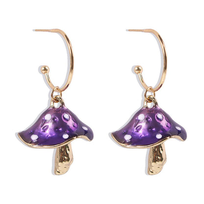 E8411 Creative, dreamy, cute, forest-style small mushroom dripping oil earrings colorful oil dripping mushroom earrings