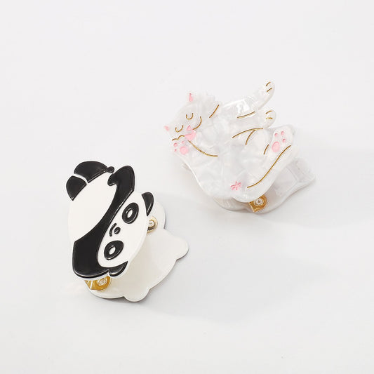 F4341 National Treasure Panda Cute Cute Clip Clip Creative Simple Resin Cat Cartoon Pet Shark Hair Clip Female