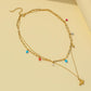 ins stainless steel colorful bead necklace double collarbone chain simple fashion butterfly pendant jewelry