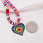 Niche design sense rainbow color soft pottery beaded gradient color large love necklace female simple all-match necklace