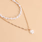 Jewelry ins tide cool double-layer special-shaped imitation pearl necklace female clavicle chain all-match necklace